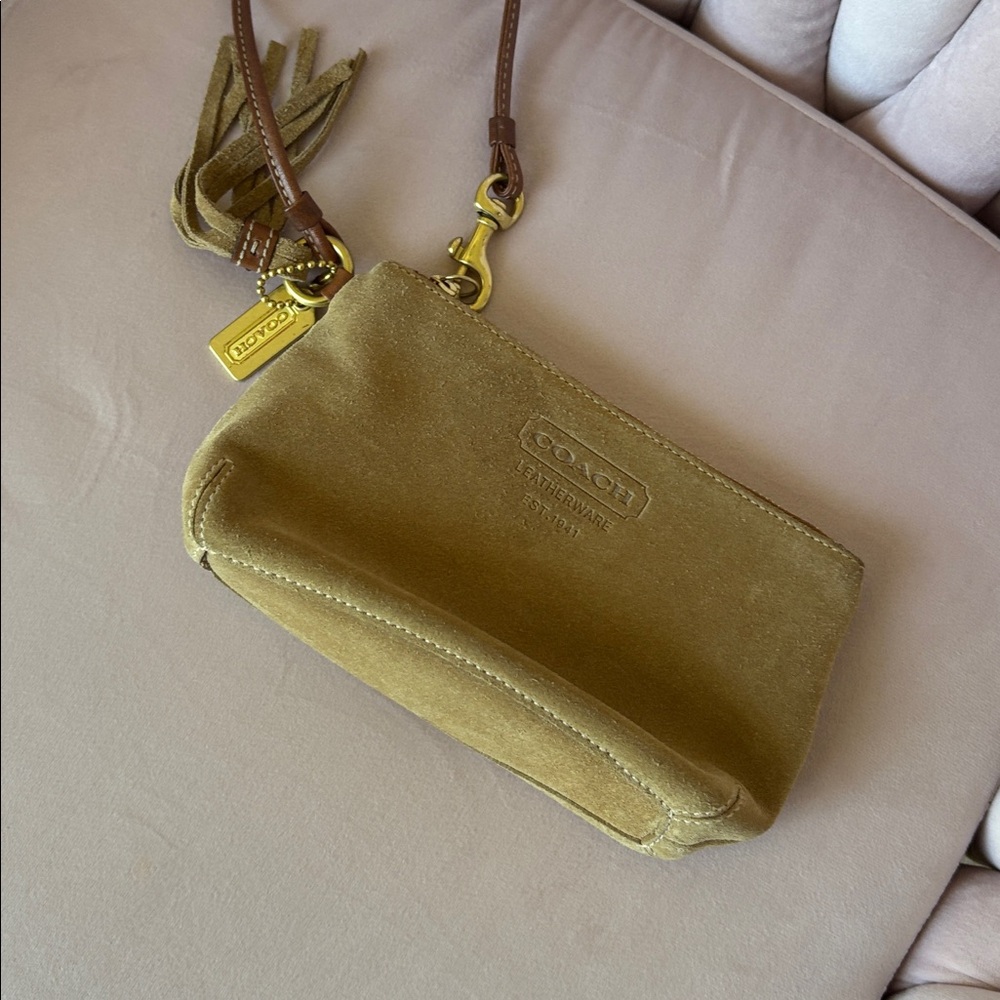 Coach Gold Suede Wristlet